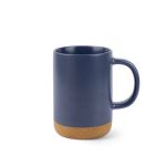 Keramische mok met kurken onderzetter en matte afwerking 320 ml kleur marineblauw eerste weergave