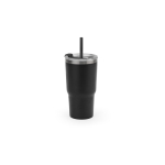 Beker van gerecycled staal met dubbele wand en matte afwerking 600 ml kleur zwart