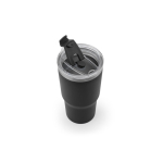 Beker van gerecycled staal met dubbele wand en matte afwerking 600 ml kleur zwart vijfde weergave