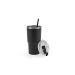 Beker van gerecycled staal met dubbele wand en matte afwerking 600 ml kleur zwart zesde weergave