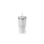 Beker van gerecycled staal met dubbele wand en matte afwerking 600 ml kleur wit