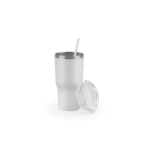 Beker van gerecycled staal met dubbele wand en matte afwerking 600 ml kleur wit zesde weergave