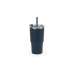 Beker van gerecycled staal met dubbele wand en matte afwerking 600 ml kleur marineblauw