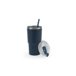 Beker van gerecycled staal met dubbele wand en matte afwerking 600 ml kleur marineblauw zesde weergave