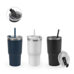 Beker van gerecycled staal met dubbele wand en matte afwerking 600 ml diverse kleuren