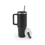 Grote reisbeker van gerecycled staal met matte afwerking 1,3 L kleur zwart zesde weergave