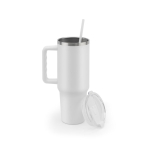 Grote reisbeker van gerecycled staal met matte afwerking 1,3 L kleur wit zesde weergave