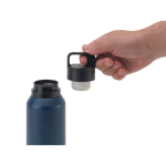 Thermosfles van gerecycled staal met vacuümisolatie 590 ml kleur marineblauw achtste weergave
