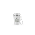 Reisbeker van gerecycled staal met vacuümisolatie 460 ml kleur wit afbeelding met logo