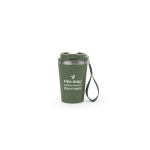 Reisbeker van gerecycled staal met vacuümisolatie 460 ml kleur miliair groen afbeelding met logo