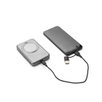 Magnetische eco powerbank met ringhouder, capaciteit 10.000 mAh kleur donkergrijs achtste weergave