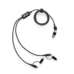 USB-kabel 6-in-1 ultrasnel, gemaakt van aluminium en gerecycled PET met afdrukgebied