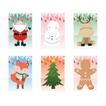 Kerstset met zes kleurplaten en inbegrepen stickervelletjes kleur wit