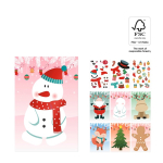 Kerstset met zes kleurplaten en inbegrepen stickervelletjes diverse kleuren