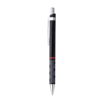 Plastic balpen met blauwe inkt en rubberen antislip grip kleur zwart tweede weergave