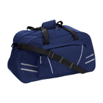 Ruime sporttas van polyester met voorvak met rits kleur blauw eerste weergave