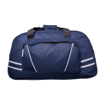 Ruime sporttas van polyester met voorvak met rits kleur blauw tweede weergave