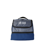 Koeltas van polyester met handig koelvak onderaan kleur ultramarijn blauw met jouw bedrukking