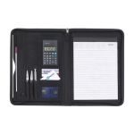 Portfolio van microvezel met notitieblaadjes en rekenmachine kleur zwart eerste weergave