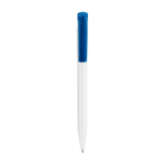 Platic balpen met blauwe inkt en gekleurde drukknop kleur lichtblauw eerste weergave