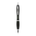 Balpen met blauwe inkt van gerecycled plastic met rubberen grip kleur zwart tweede weergave