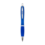Balpen met blauwe inkt van gerecycled plastic met rubberen grip kleur blauw tweede weergave