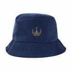 Unisex bobhoed van zachte corduroy om te personaliseren kleur marineblauw gedetailleerde weergave