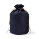 Ronde toilettas van denim stof met trekkoordsluiting kleur jeans blauw tweede weergave