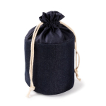 Ronde toilettas van denim stof met trekkoordsluiting kleur jeans blauw vierde weergave