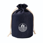 Ronde toilettas van denim stof met trekkoordsluiting kleur jeans blauw zesde weergave