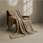 Grote zachte polyester deken om te bedrukken met logo kleur beige zesde weergave