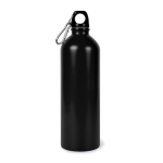 Recycled roestvrijstalen fles met zilveren karabijnhaak 750ml kleur zwart eerste weergave