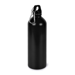 Recycled roestvrijstalen fles met zilveren karabijnhaak 750ml kleur zwart tweede weergave