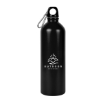Recycled roestvrijstalen fles met zilveren karabijnhaak 750ml kleur zwart derde weergave