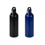 Recycled roestvrijstalen fles met zilveren karabijnhaak 750ml kleur zwart vierde weergave