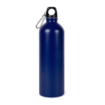 Recycled roestvrijstalen fles met zilveren karabijnhaak 750ml kleur blauw eerste weergave