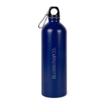 Recycled roestvrijstalen fles met zilveren karabijnhaak 750ml kleur blauw derde weergave