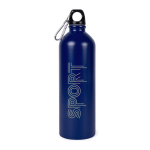 Recycled roestvrijstalen fles met zilveren karabijnhaak 750ml kleur blauw vierde weergave