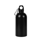 Recycled roestvrijstalen fles met zilveren karabijnhaak 500ml kleur zwart eerste weergave