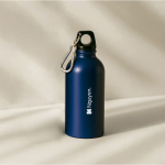 Recycled roestvrijstalen fles met zilveren karabijnhaak 500ml kleur blauw vierde weergave