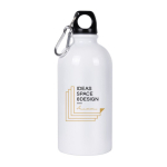 Recycled stalen fles met karabijnhaak voor sublimatie 500ml kleur wit derde weergave