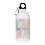 Recycled stalen fles met karabijnhaak voor sublimatie 500ml kleur wit vierde weergave