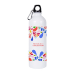 Recycled stalen fles met karabijnhaak voor sublimatie 750ml kleur wit vierde weergave