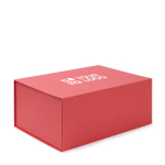 Elegante geschenkdoos van stevig karton met magnetische sluiting kleur rood met afdrukgebied