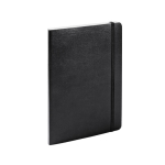 Notitieboek A5 van kunstleer met crèmekleurige geruite bladen kleur zwart tweede weergave
