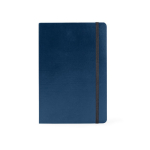 Notitieboek A5 van kunstleer met crèmekleurige geruite bladen kleur marineblauw eerste weergave