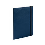 Notitieboek A5 van kunstleer met crèmekleurige geruite bladen kleur marineblauw tweede weergave