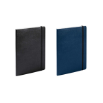 Notitieboek A5 van kunstleer met crèmekleurige geruite bladen kleur marineblauw vijfde weergave