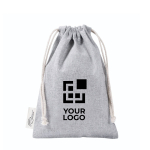 Katoenen en gerecycled polyester tasje met trekkoordsluiting 120 g/m2 kleur grijs met afdrukgebied