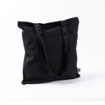 Fairtrade katoenen tas met lange handvatten, tot 6 kg 140 g/m2 kleur zwart tweede weergave